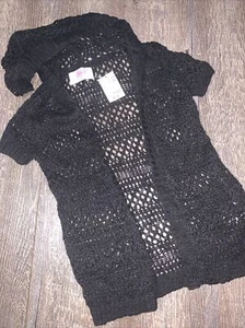 Justice sz 5 black Sparkly Hoodie sweater dress cover up nwt - Picture 1 of 4
