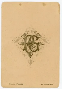 Menu 25 janvier 1910 GALLIA PALACE - Picture 1 of 2