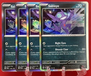 4X Pokémon TGC Sableye 136/191 S&V Paldea Evolved Holo Raro Inglés 2023 Casi Nuevo - Imagen 1 de 2