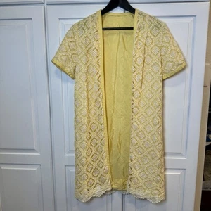 Vintage Edith Flagg- Yellow Lace Open Front Duster. XS/S - Picture 1 of 10