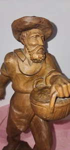 Gruner Hand Carved Wooden Figurine Italy Alpine Tyrolean Farmer with Basket VTG - Picture 1 of 13