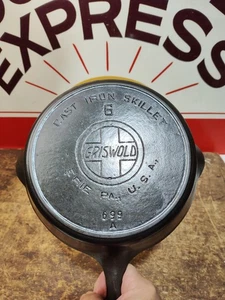 "Fully Restored" GRISWOLD CAST IRON #6  Frying Pan Slant Logo 8" Seasoned Flat - Picture 1 of 7