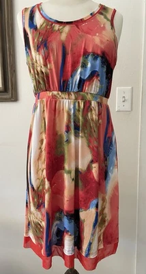 ПРОСТО Vera VERA WANG sz Med геометрический принт универсальный пляж повседневное солнце платье - Изображение 1 из 4