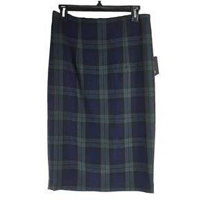 Dalia Damen marineblau grün kariert Bleistiftrock Schottenmuster Reißverschluss hinten Größe 2 neu mit Etikett - Bild 1 von 9
