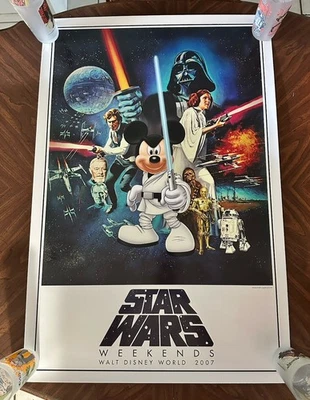 Póster auténtico 24x36 de Disney World Star Wars Weekends 2007 una nueva esperanza con tubo Foto 1 de 2