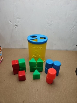 Vintage Fisher Price 1977 Baby's First Blocks 16 Shapes Sorter Canister #1024 - Image 1 of 4