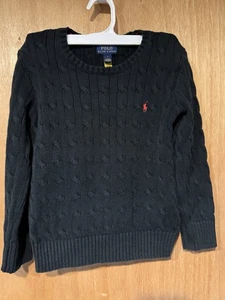 Polo Ralph Lauren Sweater Boys 7 Black Preppy Casual School Cable Knit Preppy(E1 - Picture 1 of 3