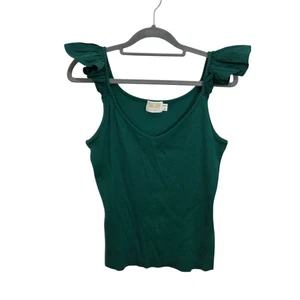 Camiseta sin mangas Nation LTD. Celeste correa con volantes verde esmeralda grande boho acanalada - Imagen 1 de 10