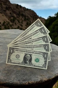 Banconote da un dollaro 2021 numeri di serie in ordine sequenziale da 600 a 604 (cinque) - Foto 1 di 1
