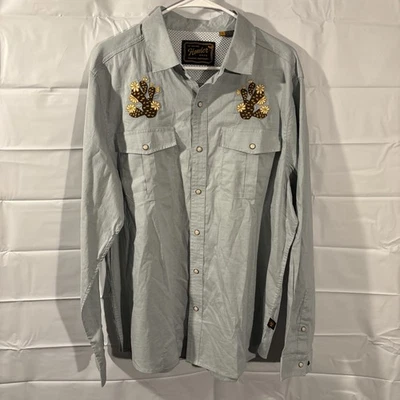 Camisa a Presión Howler Bros Para Hombre Talla L Gaucho Perla Vaquero Occidental Peras Espinosas Foto 1 de 4