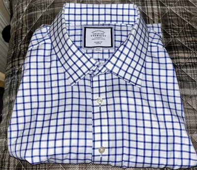 Camisa de vestir para hombre Charles Tyrwhitt azul/blanco calce clásico, talla "19/37"" 48/94 cm" Foto 1 de 4