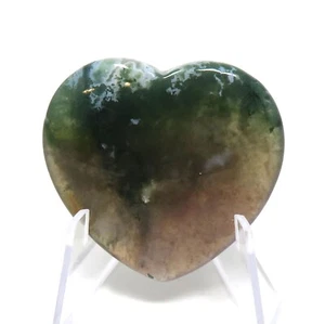 Moss Agate Stone Heart #929- 40mm or 1.5" - Valentines Day  Love Pocket Gemstone - Picture 1 of 6