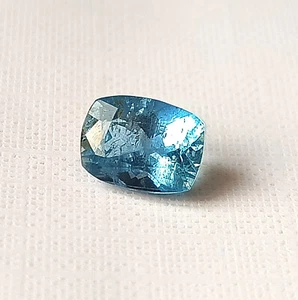 1.55 CT Natural Aquamarine Santa Maria Faceted Cushion Shape Gemstone 8.5X6.3 mm - Picture 1 of 4