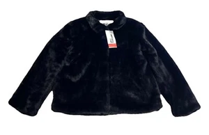 Epic Threads Girls Black Fuzzy Faux Fur Coat Button Up Jacket Size 5, NWT $60 - Picture 1 of 8