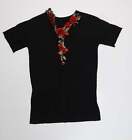 ASOS Womens Black Cotton T-Shirt Dress Size 10 V-Neck - Flower Detail