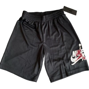 NWT Nike Air Jordan Boys Youth Big Logo Jumpman Athletic Shorts Black M 10-12 - Picture 1 of 1