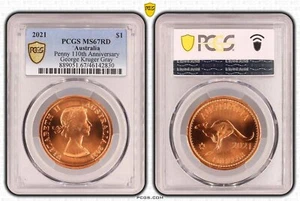 PCGS MS67RD 2021 $1 Penny 10th Ann George Kruger Gray - Picture 1 of 1