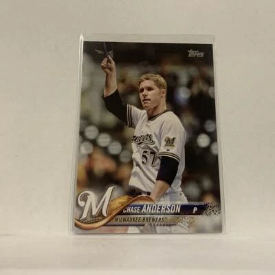 #54 Chase Anderson Milwaukee Brewers  Series 1 2018 Topps Baseball Card A1P - Image 1 of 2