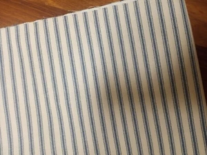 Drapery Upholstery Fabric Woven Cotton Ticking Stripe - Blue/Ivory 54"w X 1 Yd - Picture 1 of 4