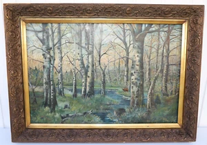 Ölgemälde Sirch 52, Reh im Wald, Holzrahmen 78,5cm x 108cm Landschaft Gemälde - Bild 1 von 12