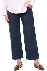 Denim & Co. Women's Indigo Easy Stretch Wide Leg Ankle Jean DrkWsh - Picture 1 of 1