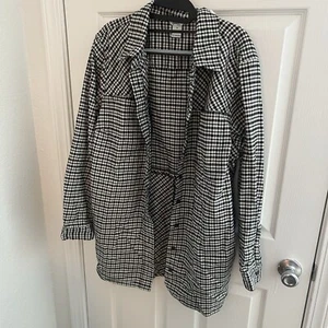 Duluth Women’s Folklore Flannel Tunic Black/White Houndstooth Plaid 1X - Picture 1 of 7