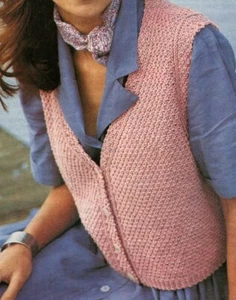 Hübsche Damen DK Sommer Weste LAMINIERT Strickmuster Größe 34-38 Brustumfang - Bild 1 von 1