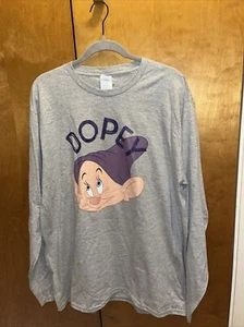 Walt Disney’s Schneewittchen Figur Dopey Erwachsene XL grau Langarm T-Shirt - Bild 1 von 5