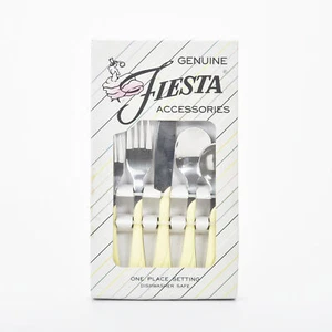Fiesta Besteck Go Alongs Edelstahl gelb Swirl Besteck 5-teiliges Set - Bild 1 von 1