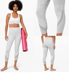 Lululemon Wunder Under Crop High Rise Roll Down Scallop Hem Leggings Gray Size 4 - Picture 1 of 14