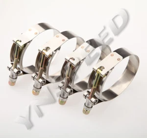 US SHIP 4PCS 2.25" (60mm-68mm) Stainless Steel T-bolt Clamps Hose Coupler Clamps - Picture 1 of 9