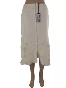 Cristina Gavioli Gonna Longuette Al Ginocchio 42 W28 M Medium Destroyed Bianco - Foto 1 di 8