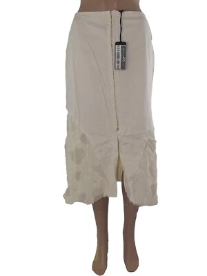 Jupe longue genou Cristina Gavioli 42 W28 M blanc moyen détruit - Photo 1/4