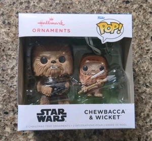 Hallmark Star Wars Ornaments Funko Pop! Chewbacca & Wicket Walmart Exclusive NEW - Picture 1 of 4