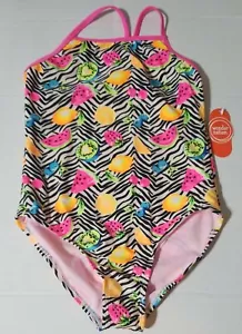 Wonder Nation Fruit Stripes Girls One Piece Swimsuit Multi Size L/G (10-12) - Picture 1 of 4