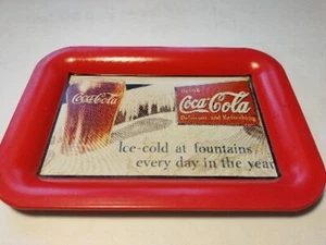 Coca Cola Metal Advertising Small Tin Tray Red 1991 Outdoor Billboard 6.5"x4.5" - Picture 1 of 5