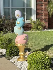 48" Easter Egg Topiary W/ Gold Butterflies in Golden Vase Decor Outdoor/Indoor - Picture 1 of 5