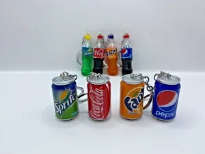 Mini Fizzy Drink Cans and Bottles Keyring Coke Pepsi Fanta Sprite Key Chain Gift - Picture 1 of 13