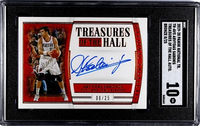 SGC 10 /25 Arvydas Sabonis Auto 2019-20 NATIONAL TREASURES ON Card Autograph SP - Image 1 of 2