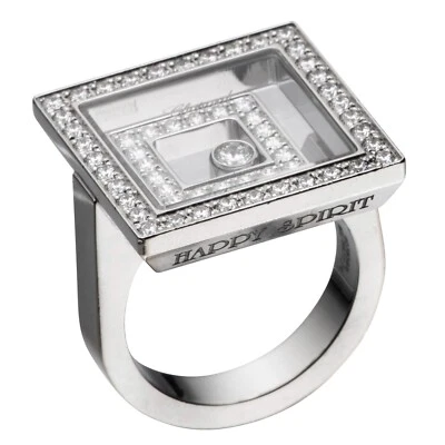Chopard Feliz Spirit 18 Quilates Oro Blanco Pavé Diamante Anillo 82/5977 Nuevo - Imagen 1 de 4