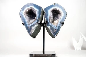 Lace Agate Angel Wings Geode with Blue and White Bands – Butterfly Geode 20 Lb. - Picture 1 of 10