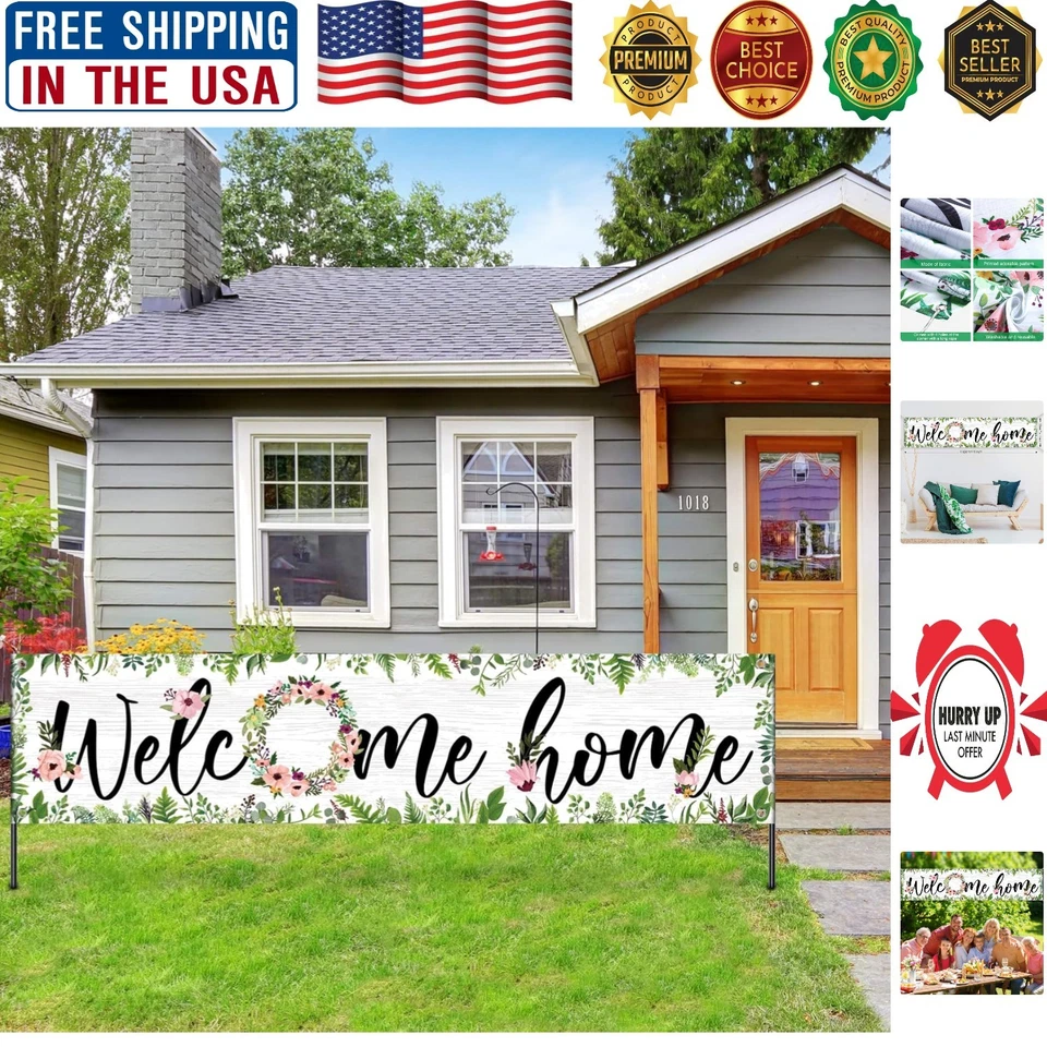 Banner de boas-vindas aglomerado de flores vibrante 7x5,7” - Decoração externa durável - Imagem 1 de 4