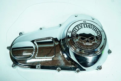 08 Harley Electra Ultra Touring Outer Primary Clutch Cover Scratched Skull 1383 - Image 1 of 4
