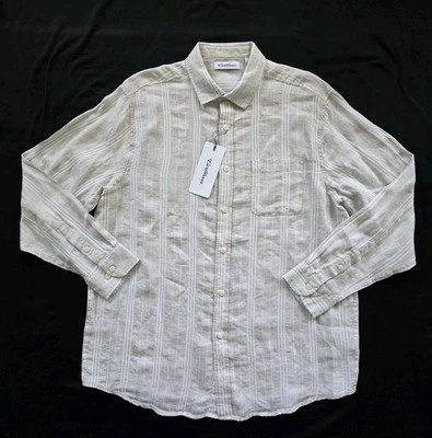 CARIBBEAN Roundtree & Yorke Men's Linen L/S Button Up Shirt NATURAL Sz XXL   NWT - Image 1 of 4
