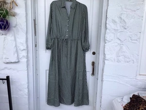 j mclaughlin grün-weiß kariertes Langarm Midikleid, Bindebänder an der Taille, L. - Bild 1 von 8
