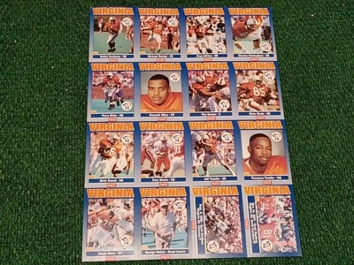 1992 UVA 弗吉尼亚骑士队足球未切割卡片 Husted、Kirby、Slade — 第 1/4 张图片