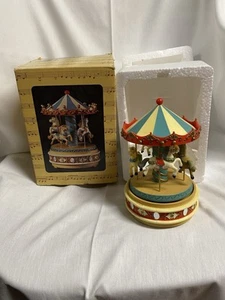 Caja de música vintage ~Enesco~ Carrusel Caballo~ Funciona 1980 Navidad - Imagen 1 de 13