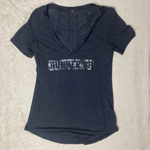 Lululemon Runner Up Short Sleeve Tech Tee Black Ruched Back Activewear Size 0 - Picture 1 of 9
