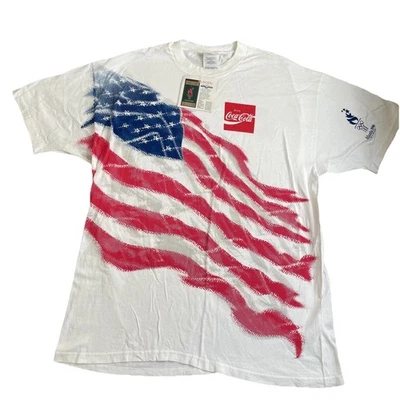 Nueva con etiquetas Camisa Bandera Vintage 96' XL Juegos Olímpicos de Atlanta Coca-Cola American Patriot  Foto 1 de 4