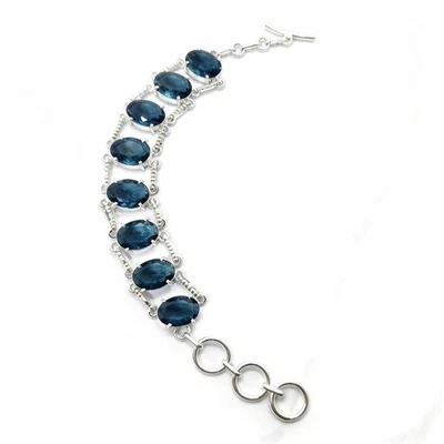 Handmade Deep Blue Sapphire Bracelet | Sterling Silver Jewellery - Image 1 of 4